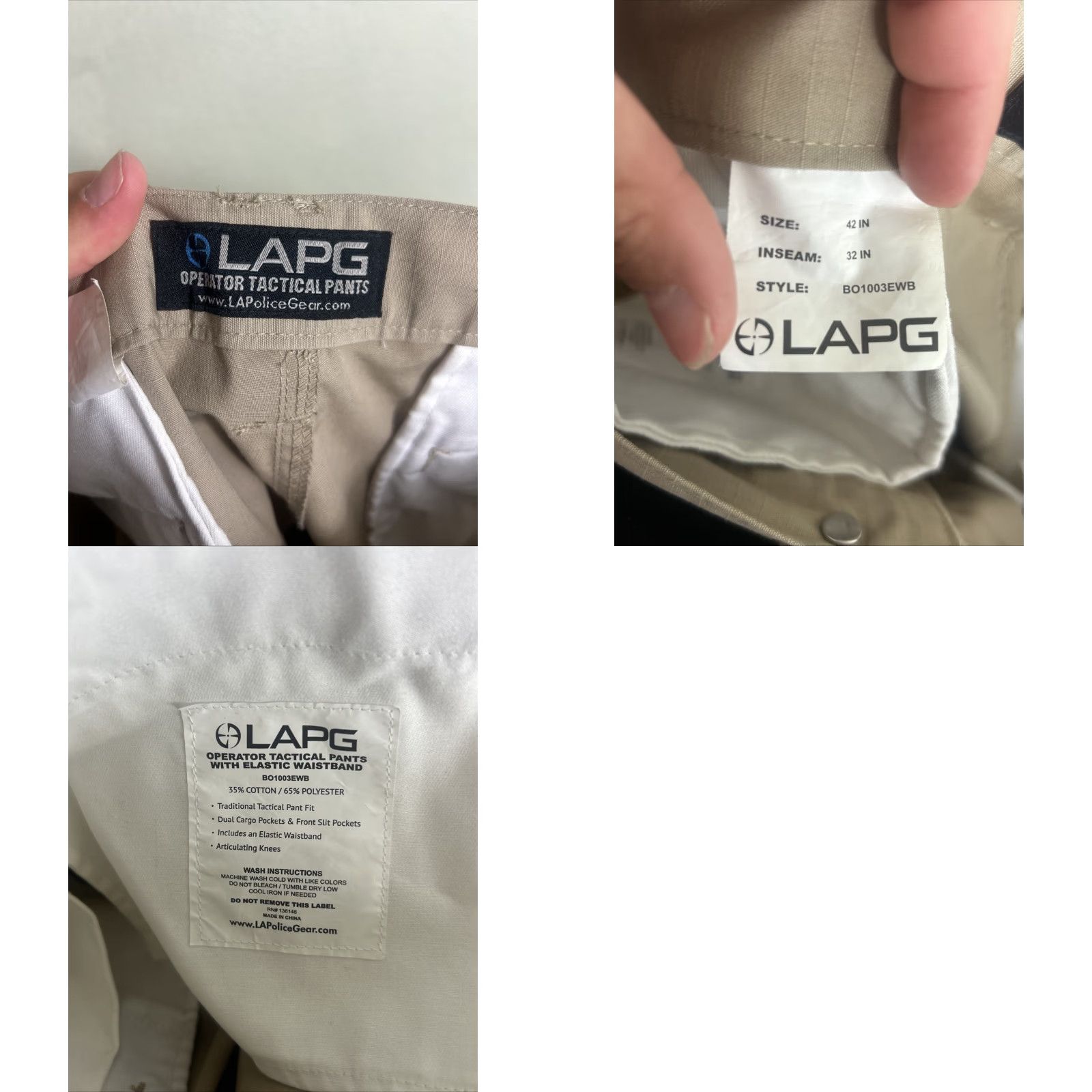 Vintage LAPG Operator Tactical Pants Mens 42x30 Cargo Khaki Elastic Waistband Ripstop Canvas Front Pockets 30in Inseam Regular Rise Mid Belt Loops Straight Size US 42 / EU 58 - 9 Thumbnail