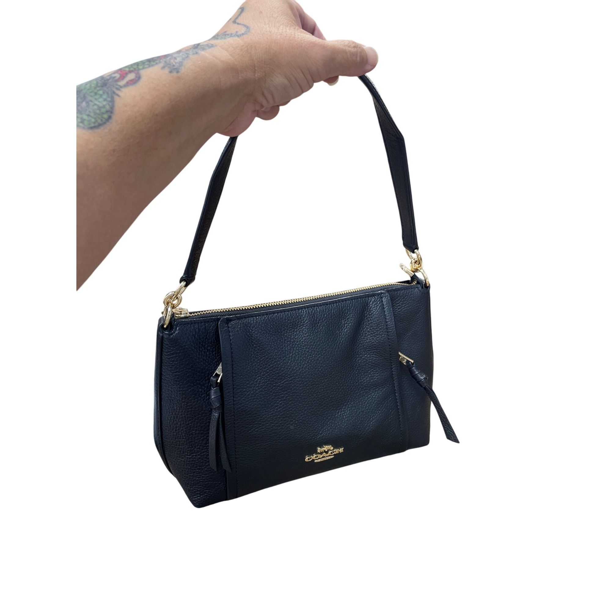 Coach Coach NY Marlon Black Leather pebbled Shoulder HandBag size Size ONE SIZE - 23 Thumbnail