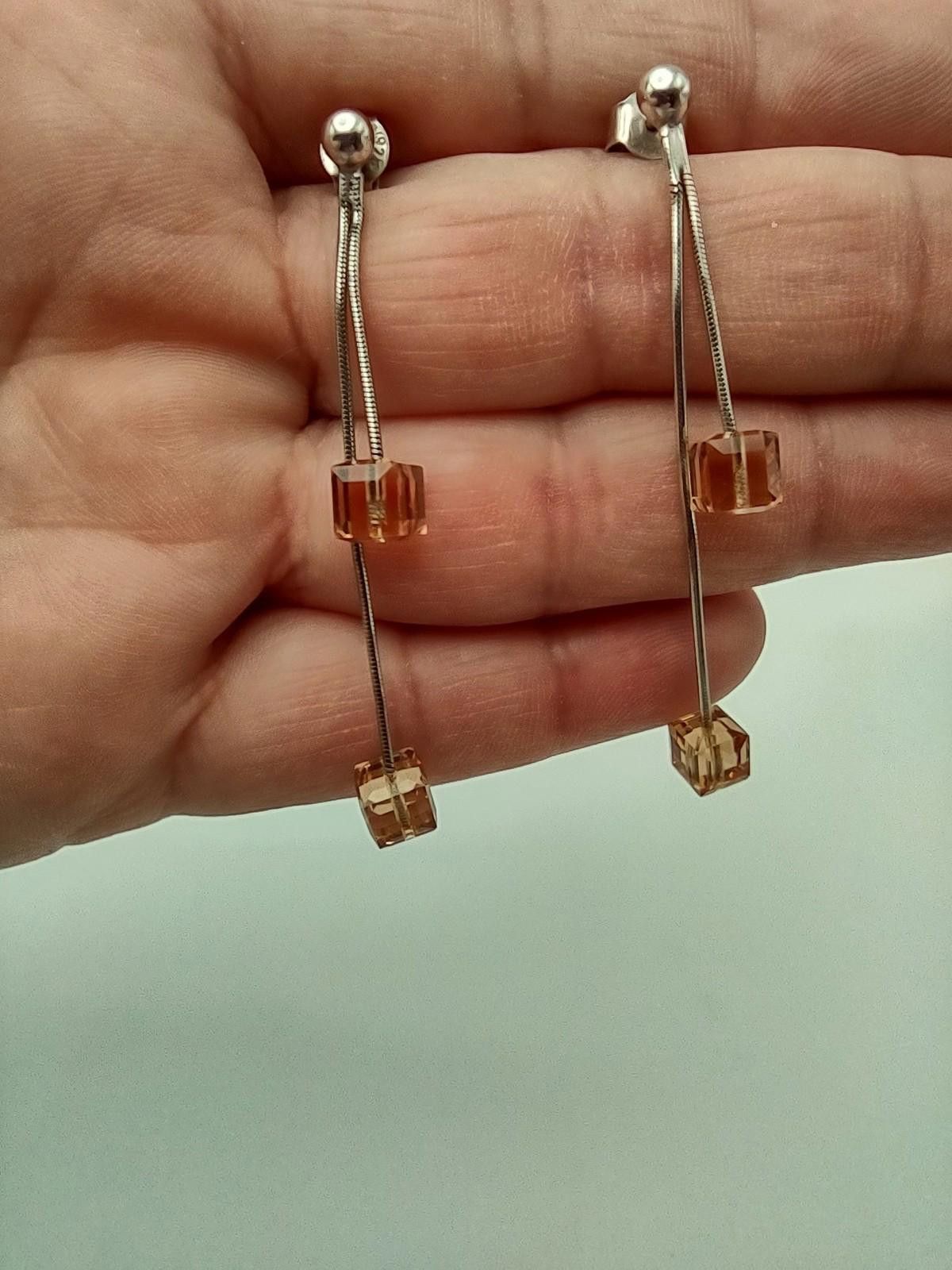 The Unbranded Brand Sterling 925 Long Drop Amber Tone Earrings Size ONE SIZE - 1 Thumbnail