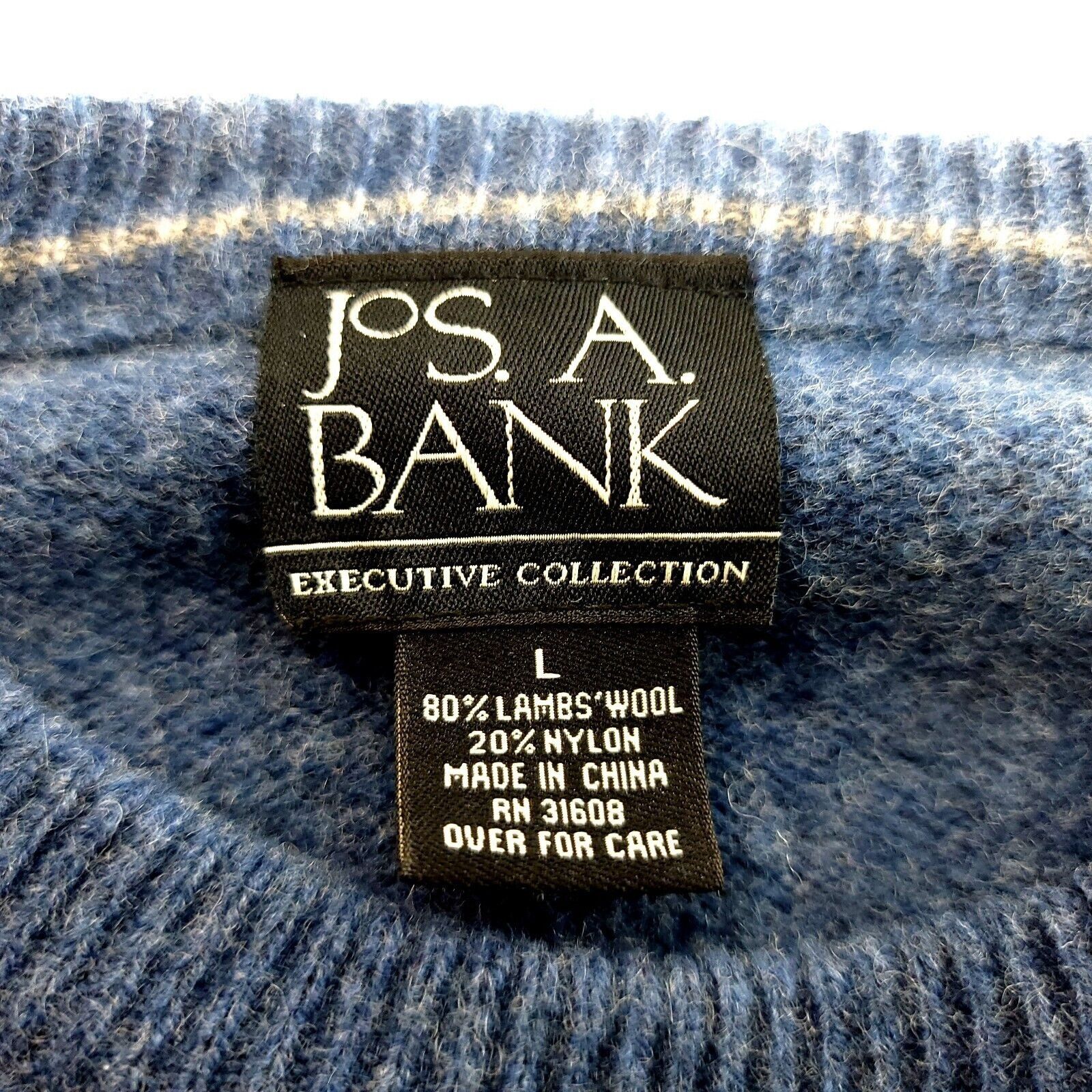Jos. A. Bank Jos A Bank Executive Lambswool Nylon Blue Crew Neck Sweater Size US L / EU 52-54 / 3 - 6 Thumbnail