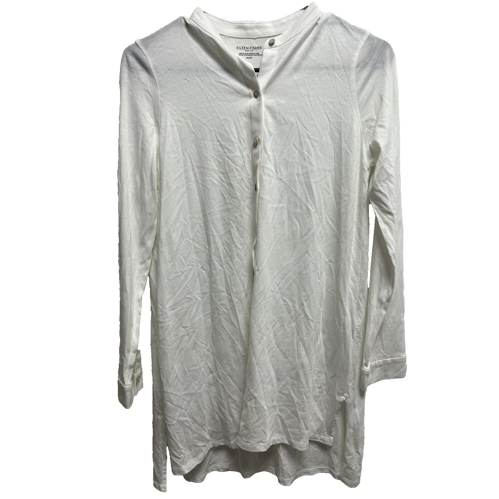Eileen Fisher Eileen Fisher Tunic Top White Organic Cotton S A001443 Size S / US 4 / IT 40 - 2 Thumbnail