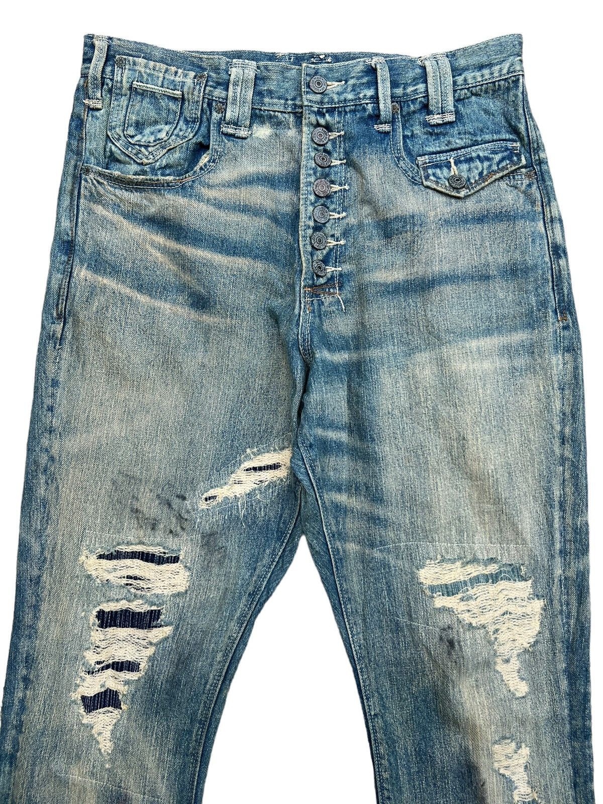 Japanese Brand Bond & Peace Patchwork Distressed Baggy Denim Jeans 32x32 Size US 32 / EU 48 - 4 Thumbnail