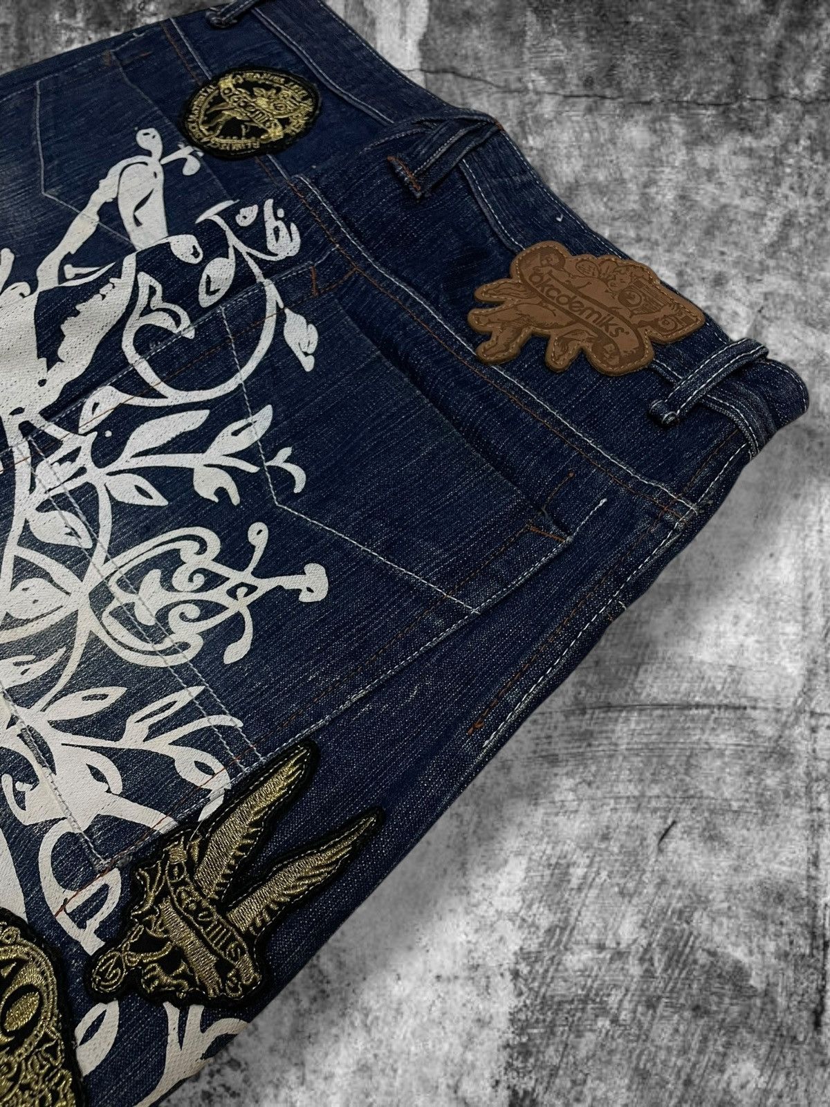 Japanese Brand Vintage Designer 90’s Akcdemiks Art Baggy Streewear Denim Size US 31 - 6 Thumbnail