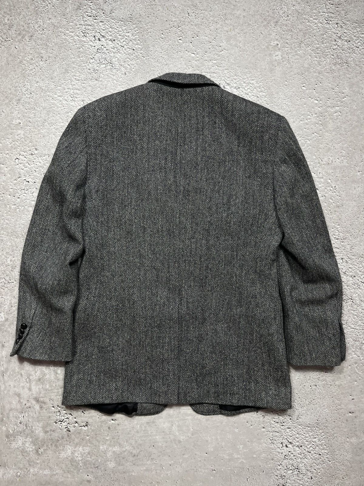 Harris Tweed Harris Tweed Herringbone Wool Blazer 42L Gray Jos A Bank Size 42L - 14 Thumbnail