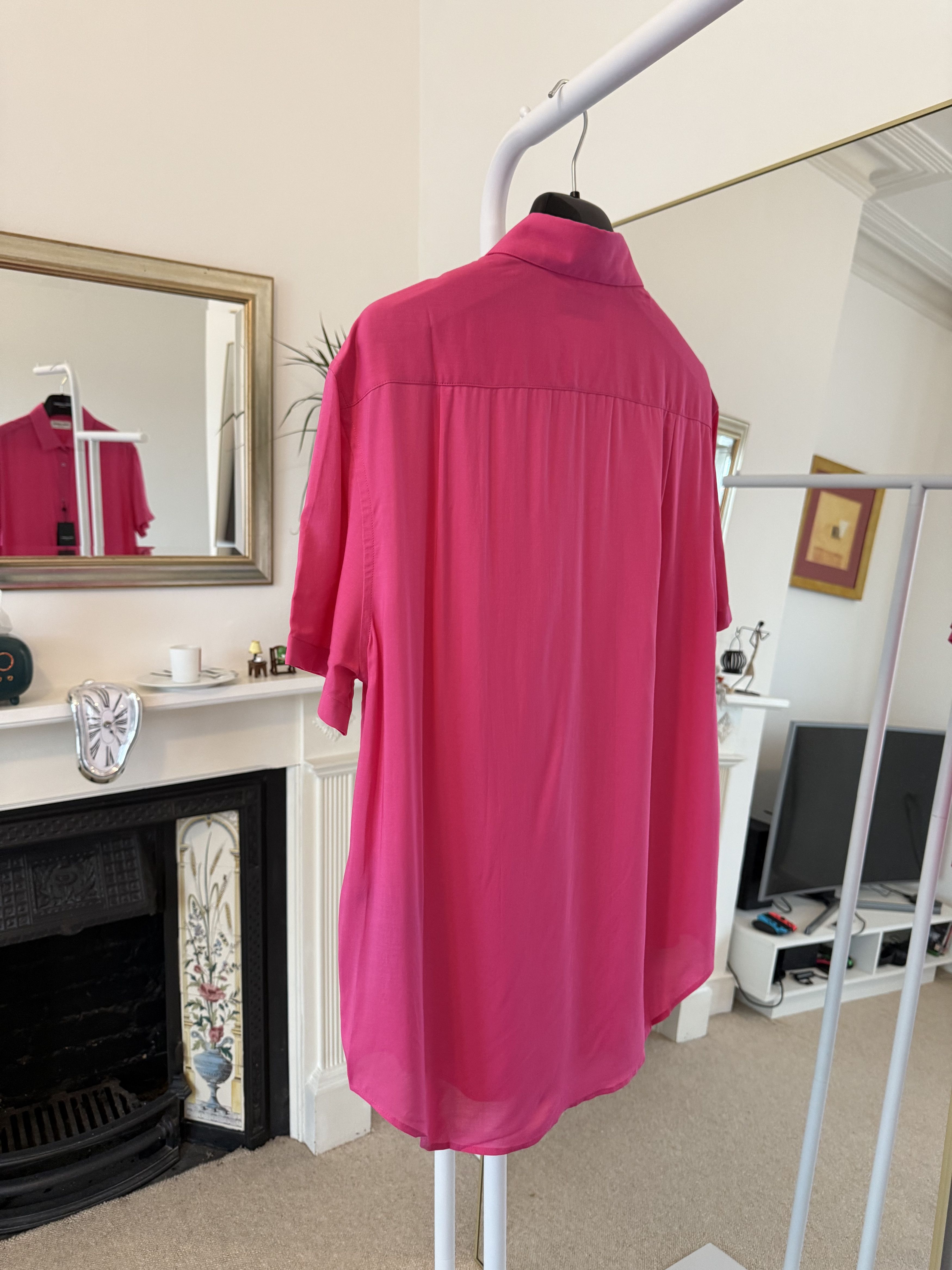 Saint Laurent Paris Saint Laurent Pink Viscose Short Sleeve Shirt Size US M / EU 48-50 / 2 - 7 Thumbnail