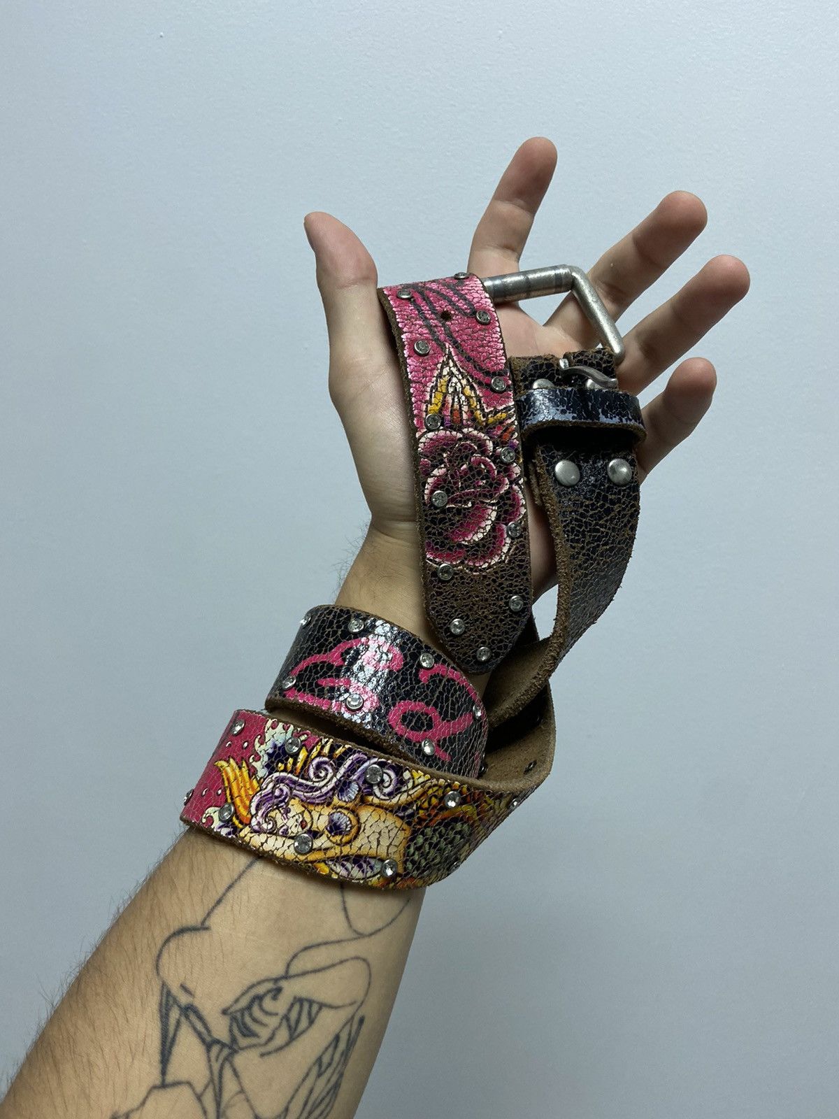 Ed Hardy × Vintage Ed Hardy Vintage All Print Belt Skull Tattoo Y2K leather Size ONE SIZE - 1 Thumbnail