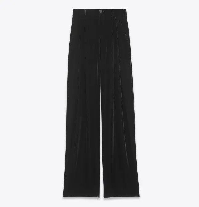 Saint Laurent Paris o1bcso1str1124 Wide-Leg Pants in Silk Velvet in Black Size US 36 / EU 52 - 1 Thumbnail