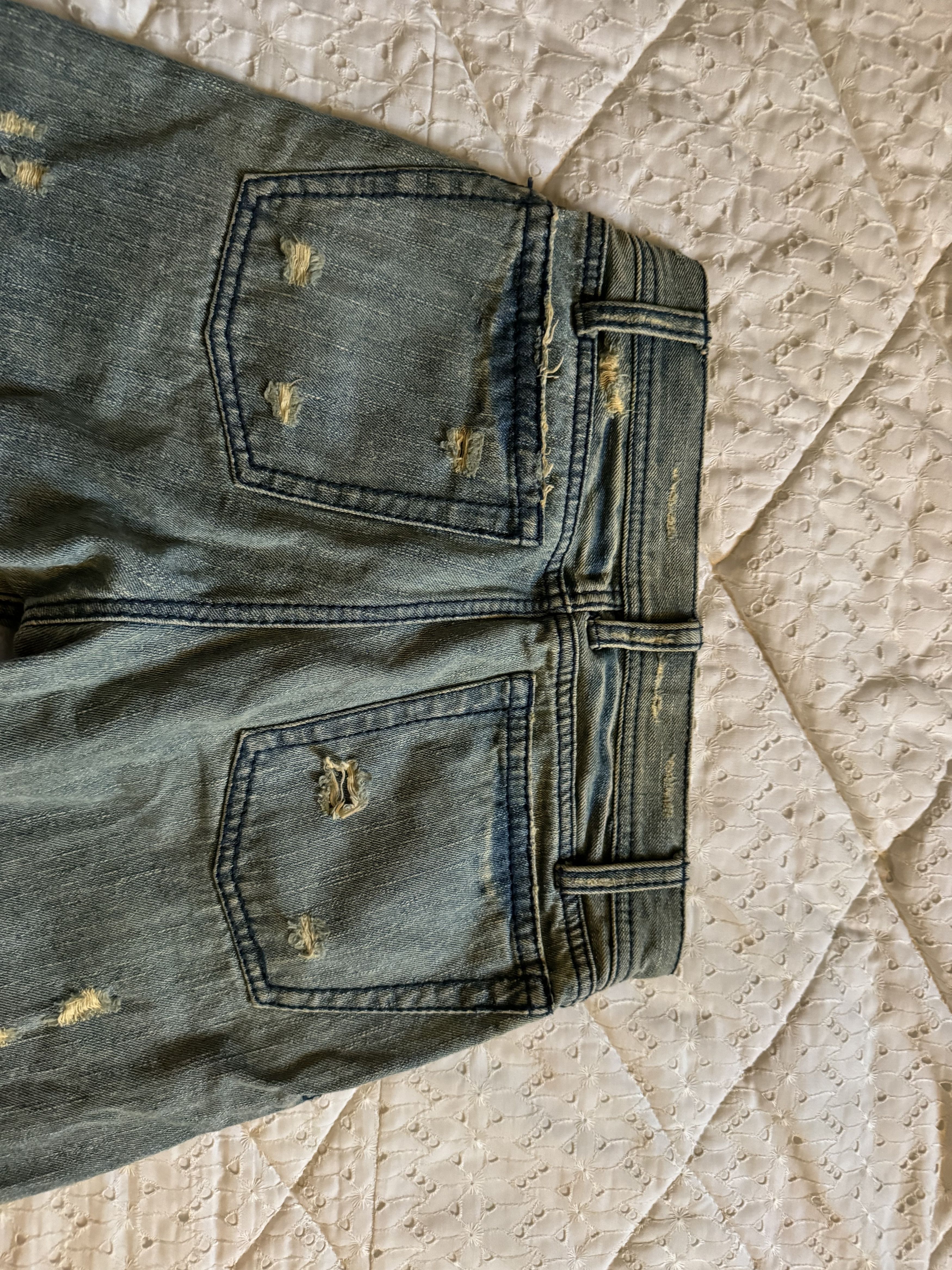 20471120 ABX Distressed Sashiko Thread I6W9 Style Rusty Denim (AD15) Size US 28 / EU 44 - 7 Thumbnail