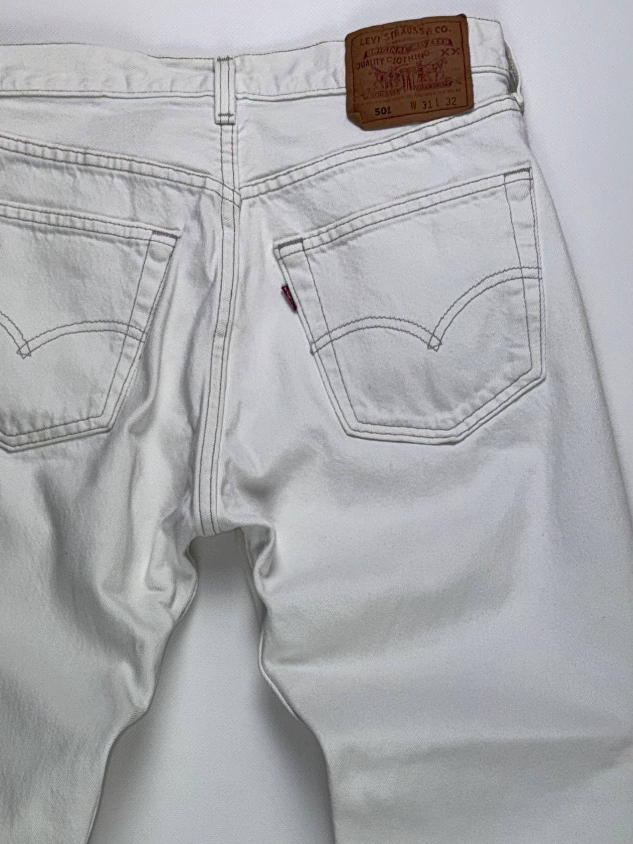 Levi's Vintage Clothing Rare Vintage Levi’s 501 White Denim – Made in USA W31 L32 Size US 31 - 2 Thumbnail