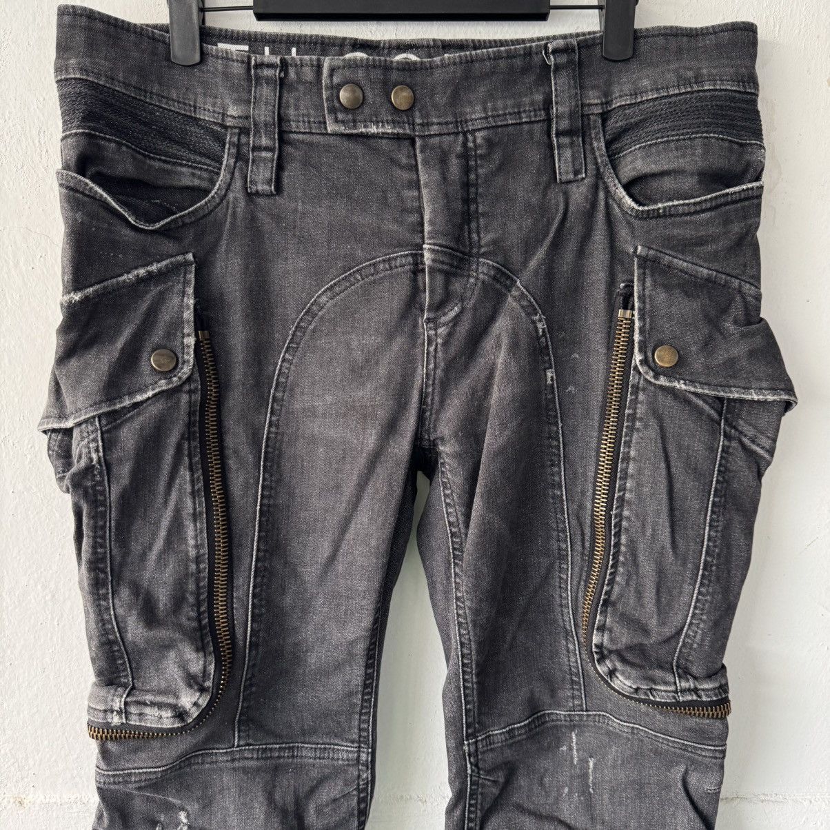 Faith Connexion Cargo zipper biker stone wash jeans Size US 34 / EU 50 - 4 Thumbnail