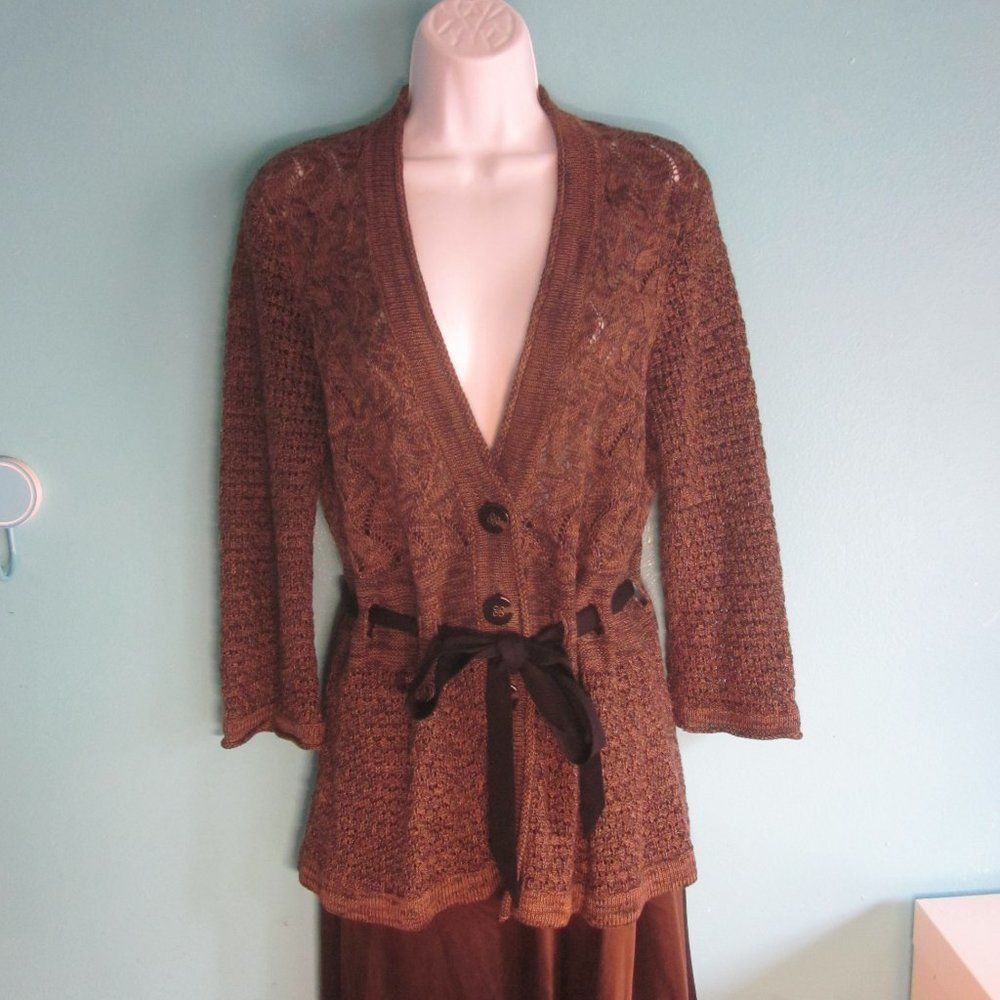 Vintage Classiques Entier Cardigan Brown Knit Linen Sz M Size M / US 6-8 / IT 42-44 - 14 Thumbnail