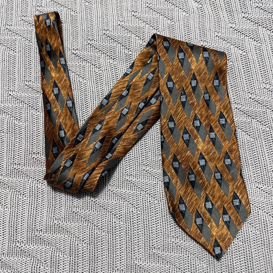 Ermenegildo Zegna Ermenegildo Zegna bronze diamond geometric print silk tie Size ONE SIZE - 1 Thumbnail