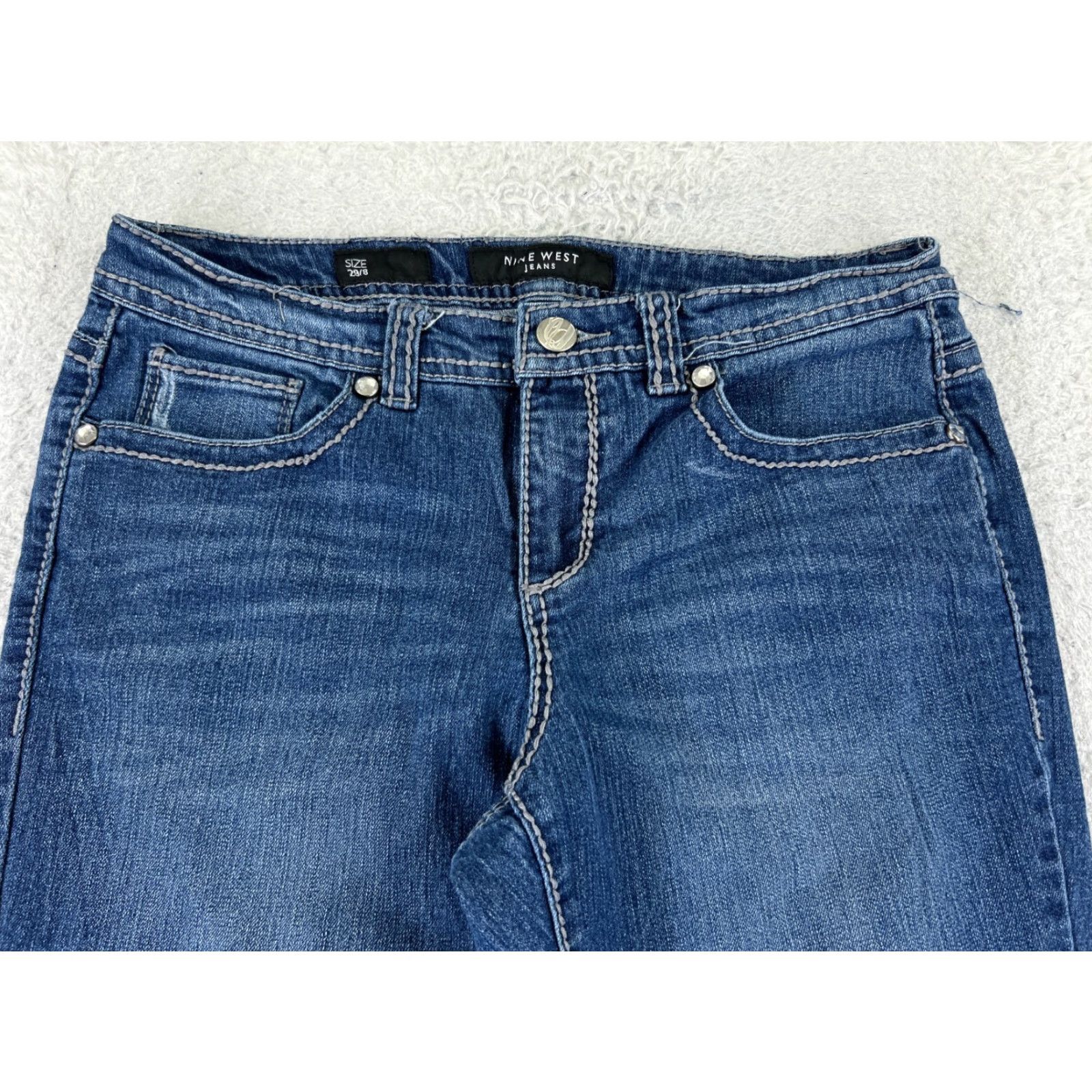 Nine West Nine West Jeans Women 8 Blue Denim Bootcut Cotton Blend 29x29 Regular Stretch 5-Pocket Design Inseam 29 Size 30" / US 8 / IT 44 - 4 Thumbnail
