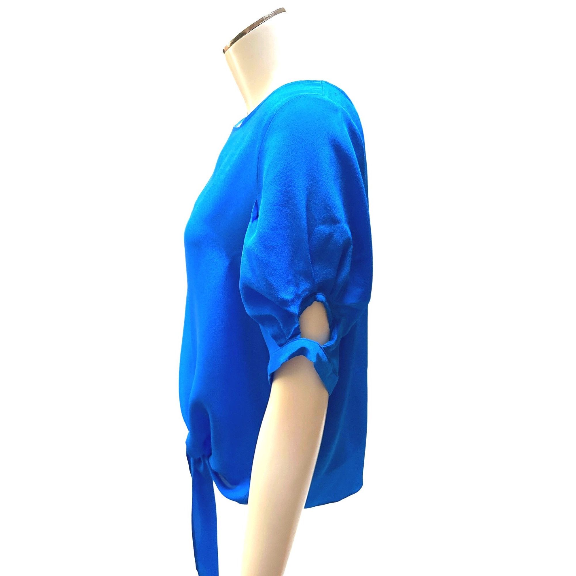 Other CCC Silk Tie Knot Blouse Cobalt Royal Blue Crew Neck Size Ex Size S / US 4 / IT 40 - 2 Thumbnail