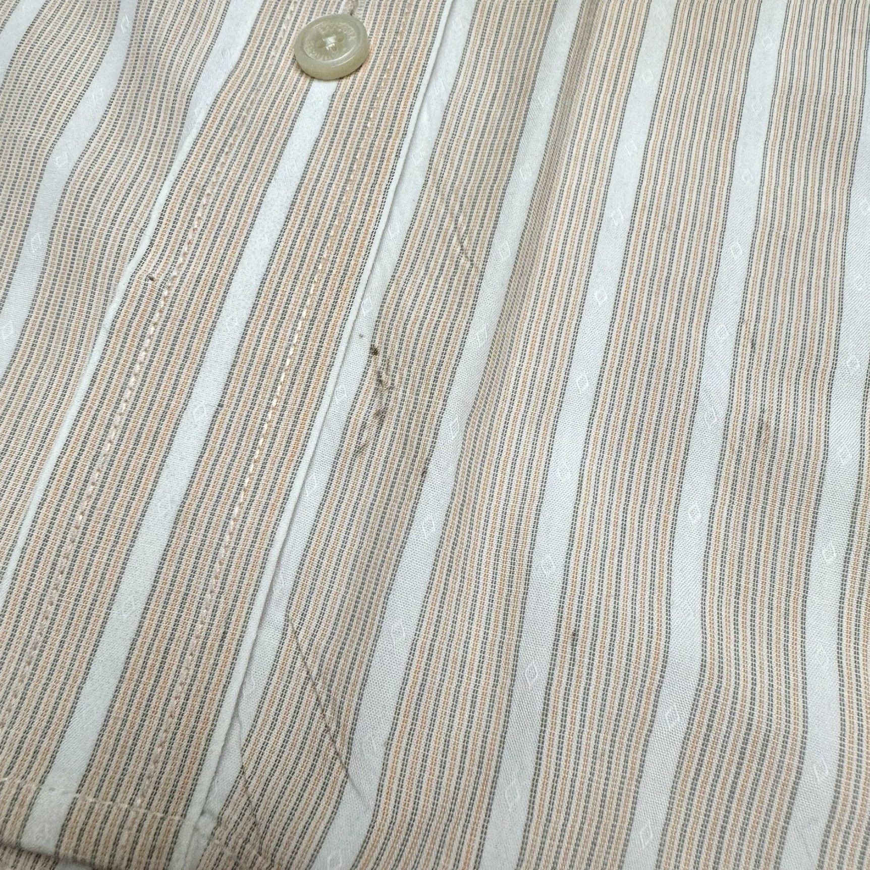 Banana Republic Banana Republic Mens XL Button-Down T Shirt Cotton Striped Cream Tan Brown Size US XL / EU 56 / 4 - 2 Thumbnail