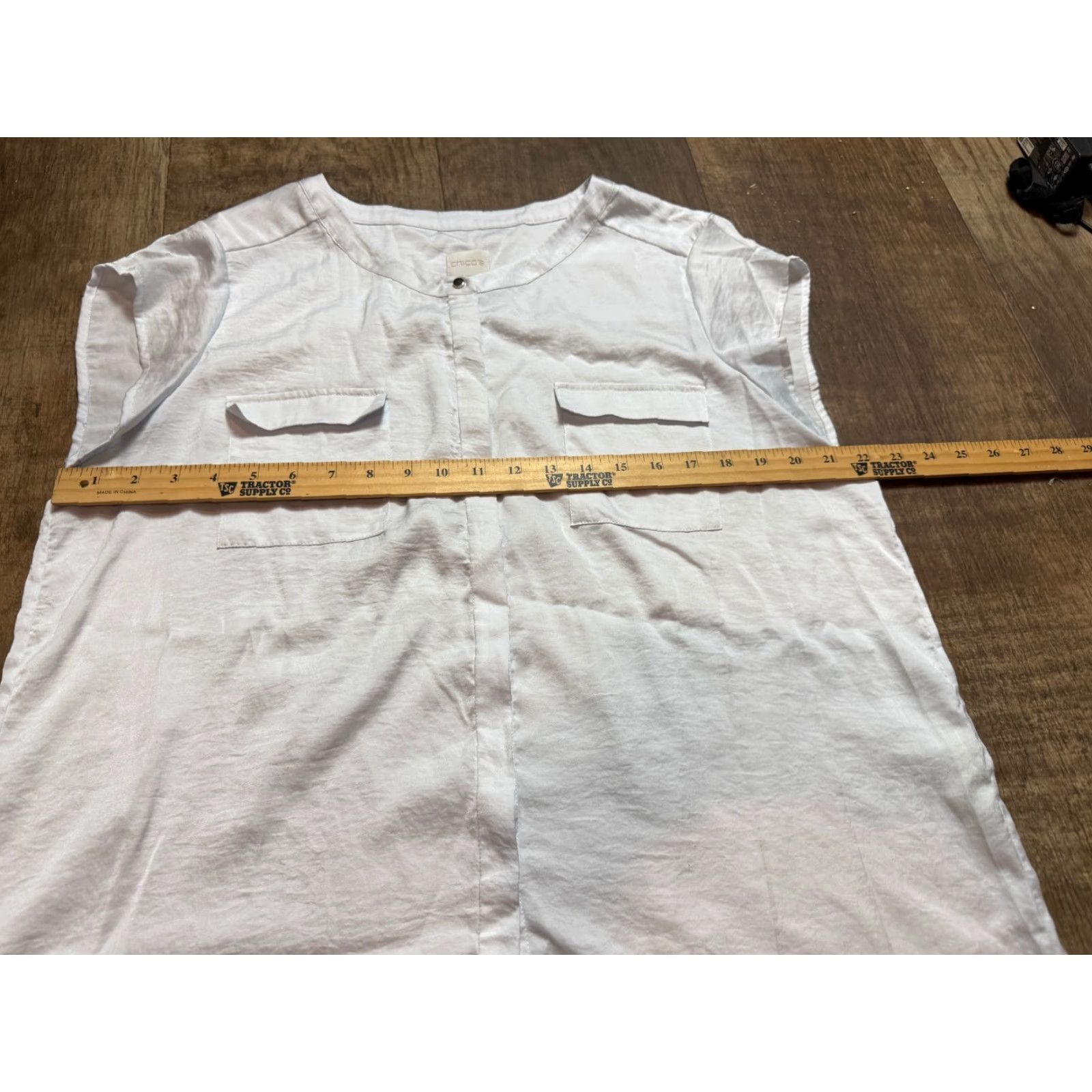 Vintage Chico's Blouse Womens Size 2 Sleeveless White Pockets Shirt Casual Workwear Top Size XS / US 0-2 / IT 36-38 - 3 Thumbnail
