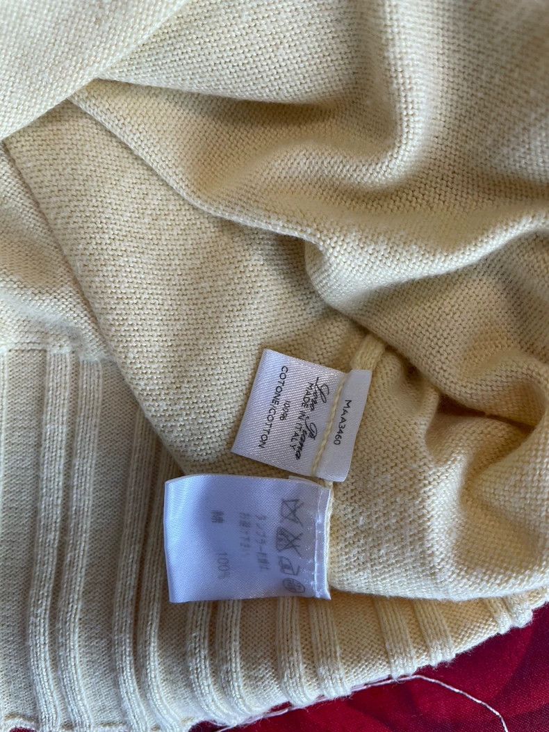 Loro Piana LORO PIANA Pure cotton small high collar casual knit sweat Size L / US 10 / IT 46 - 3 Thumbnail