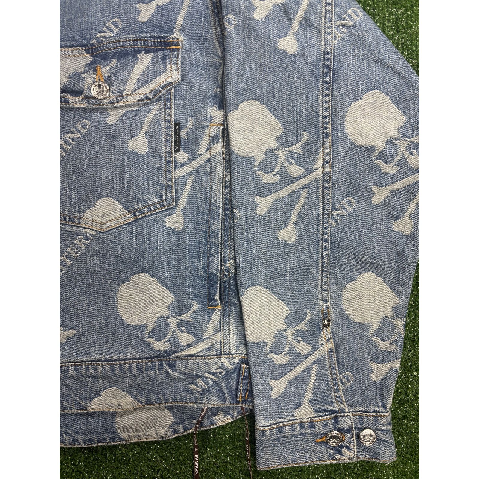 Mastermind Japan Mastermind Vs. Bape Monogram Denim Trucker Jacket Size Small Size S / US 4 / IT 40 - 3 Thumbnail