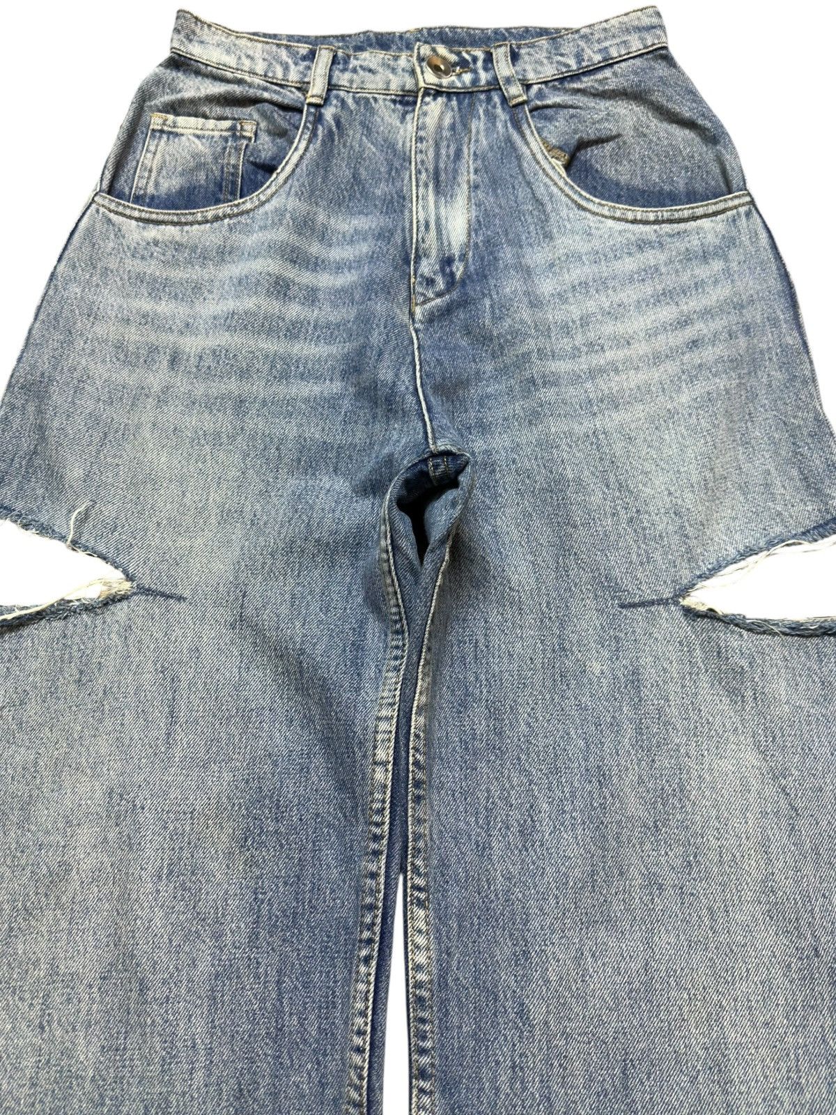 Maison Margiela Vintage Maison Margiela Baggy Wide Leg Whiskers Denim Size US 27 - 2 Thumbnail