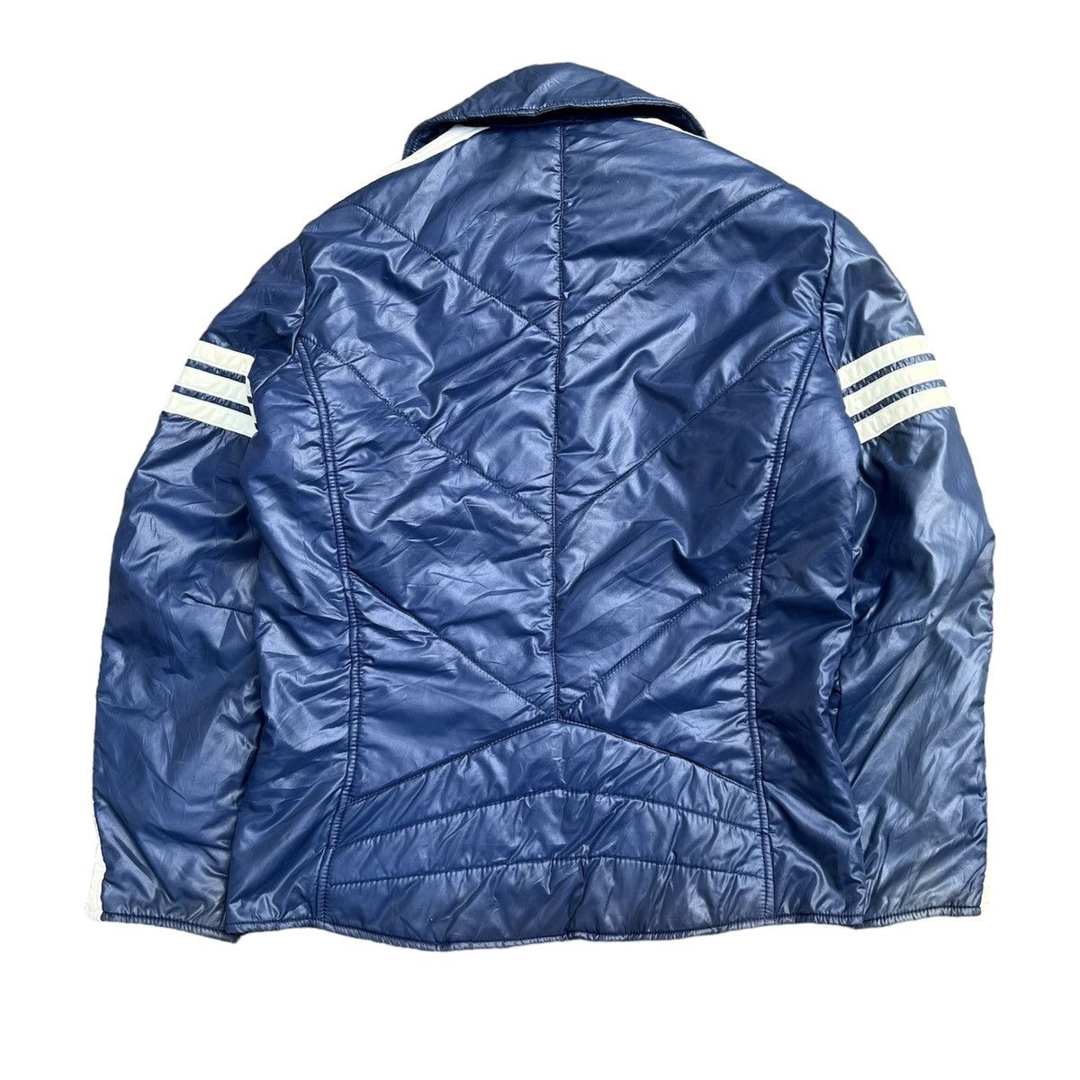 Adidas × Descente × Vintage 70s Adidas Descente 3 Striped Blue Bikers Jacket Size US M / EU 48-50 / 2 - 14 Thumbnail