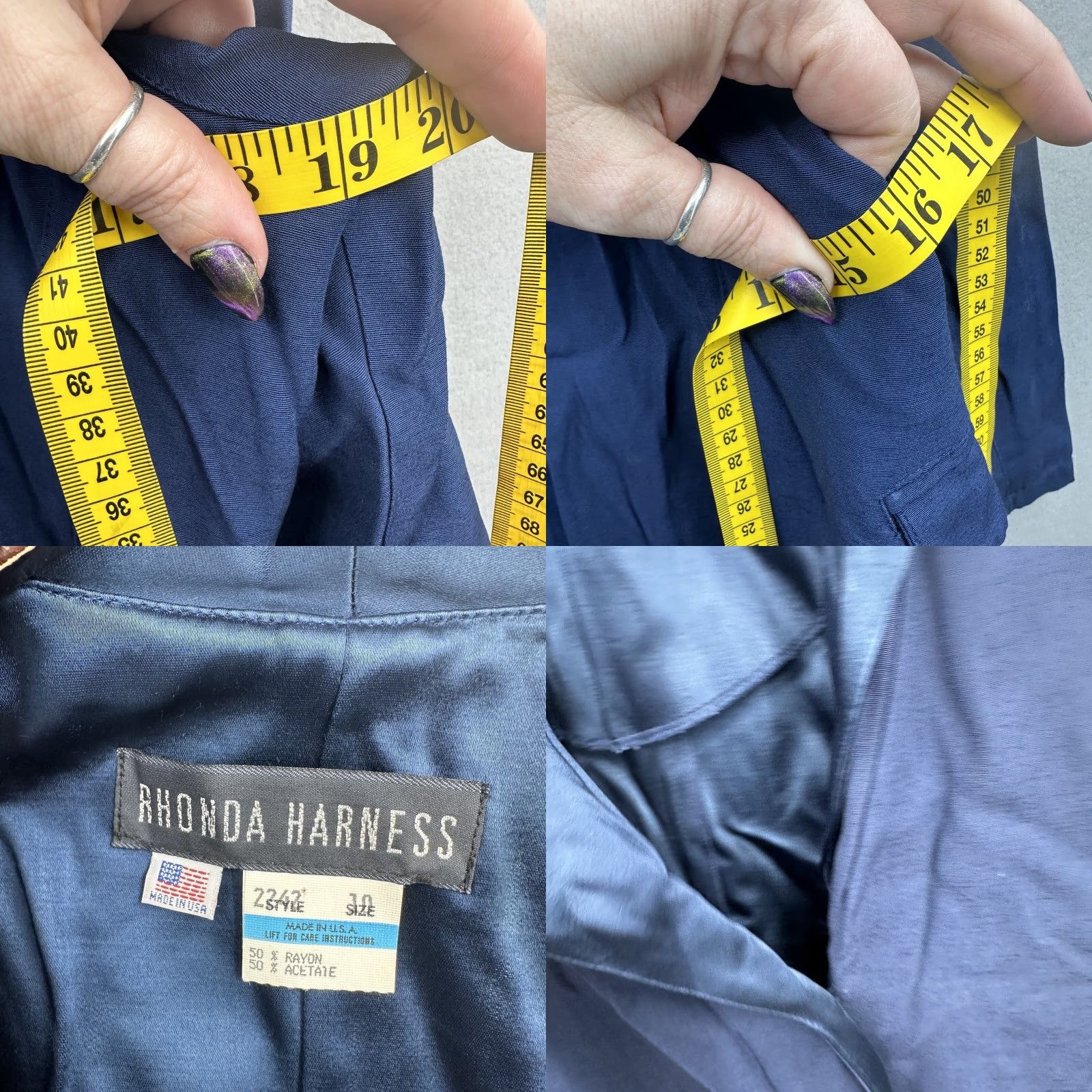 Honda Vintage Rhonda Harness Dress Womens 10 Blue Shirt Dress 1990s Secretary/Geek Vintage 90s Womens Size 10 Blue Shirt Dress Size L / US 10 / IT 46 - 8 Thumbnail
