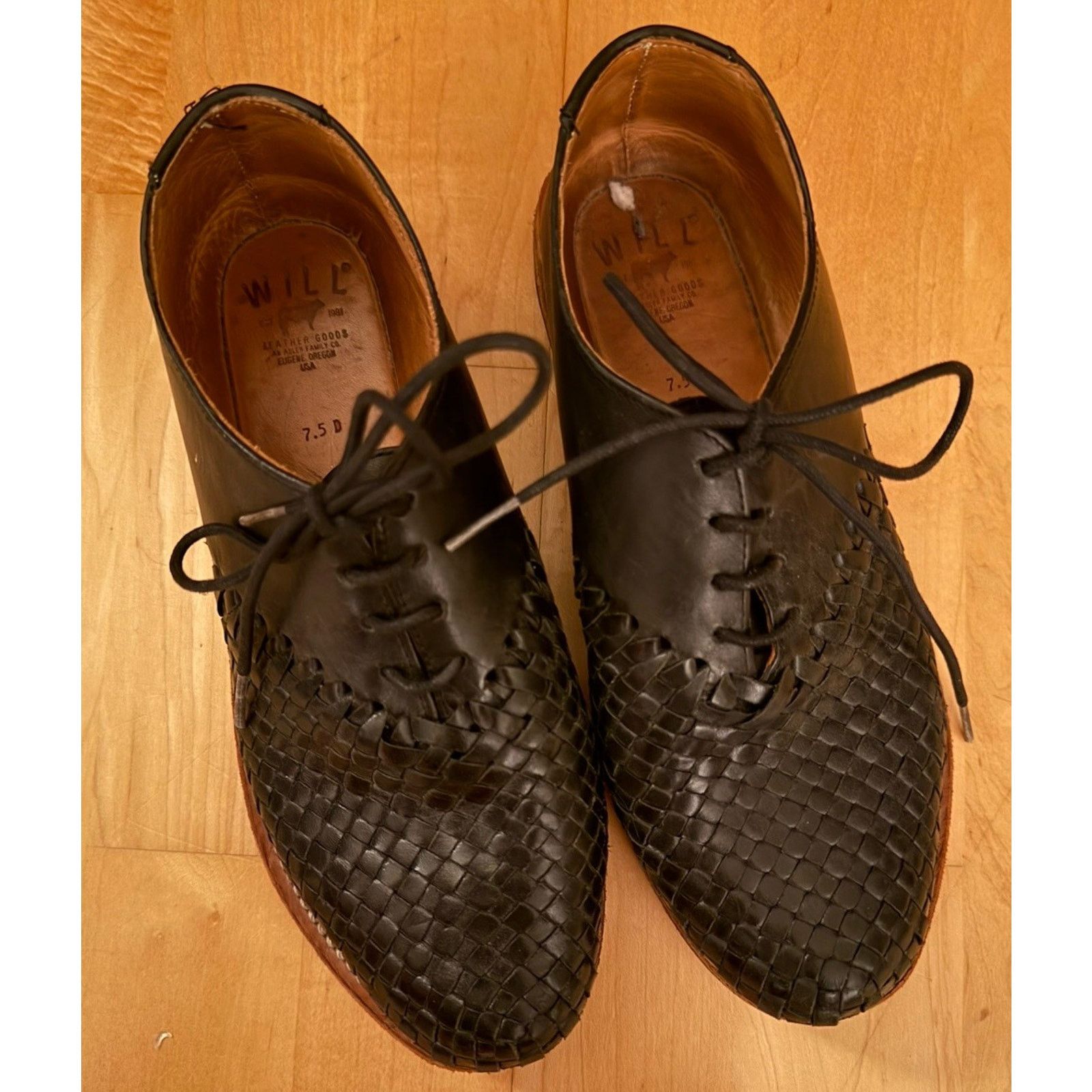 Will Leather Goods WILL Black Leather Goods Woven Lace Up Shoes Loafers 7.5 Size US 7.5 / IT 37.5 - 1 Thumbnail