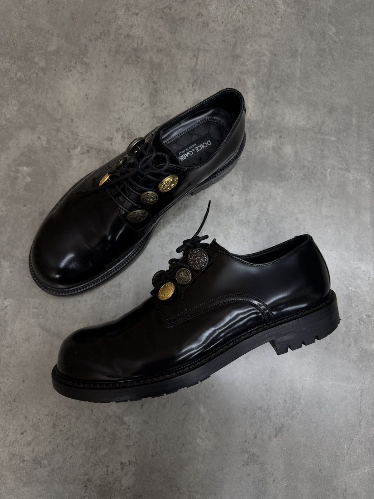 Dolce & Gabbana Dolce & Gabbana Black Leather Derby Shoes Size 9 Size US 10 / EU 43 - 11 Thumbnail