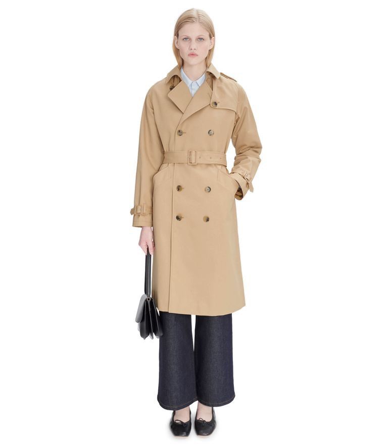 A.P.C. × Vintage APC Tan Trench Coat Womens Jacket Belted Beige Size XS / US 0-2 / IT 36-38 - 1 Thumbnail