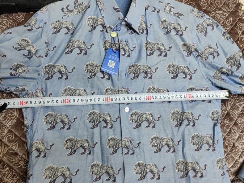 Louis Vuitton LV Blue Lion Print Long Sleeve Shirt-2507 Size US M / EU 48-50 / 2 - 8 Thumbnail