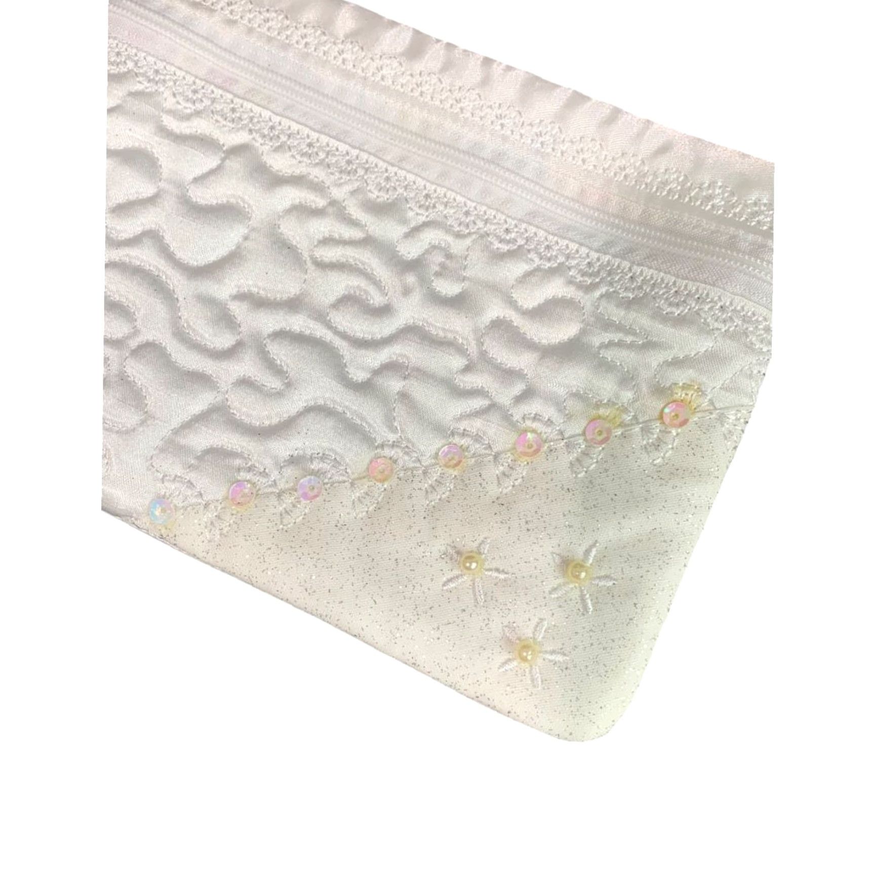 Vintage Unbranded Wallet Women White Satin Bridal Wristlet Purse 7" x 4.75" New Size ONE SIZE - 2 Thumbnail