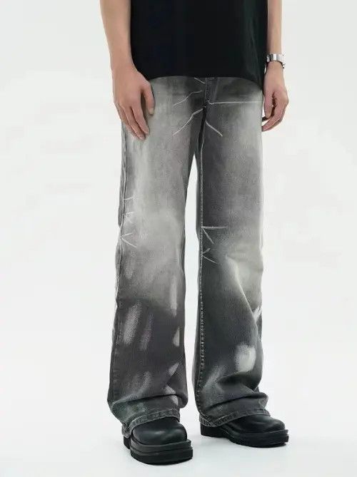 VIBE American men's loose flared distressed washed jeans Size US 34 / EU 50 - 6 Thumbnail