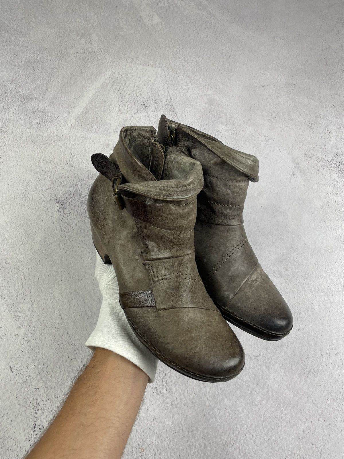 A.S.98 × Vintage A.S. 98 Women’s Leather Ankle Boots Gray Brown Size 37 Size US 7 / IT 37 - 3 Thumbnail