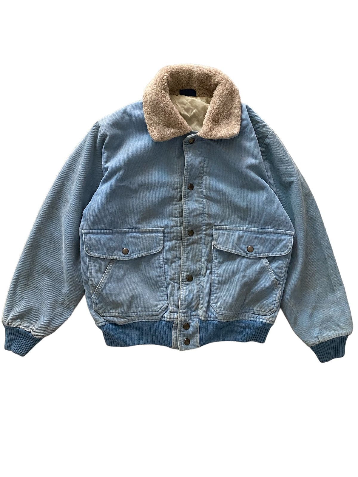 image of Vintage 80's Big John Corduroy Design Bomber Jacket in Blue, Men's (Size Medium)