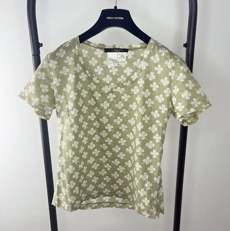 Max Mara MaxMara Light Green Cotton Women's Shirt 0089 Size S / US 4 / IT 40 - 1 Thumbnail