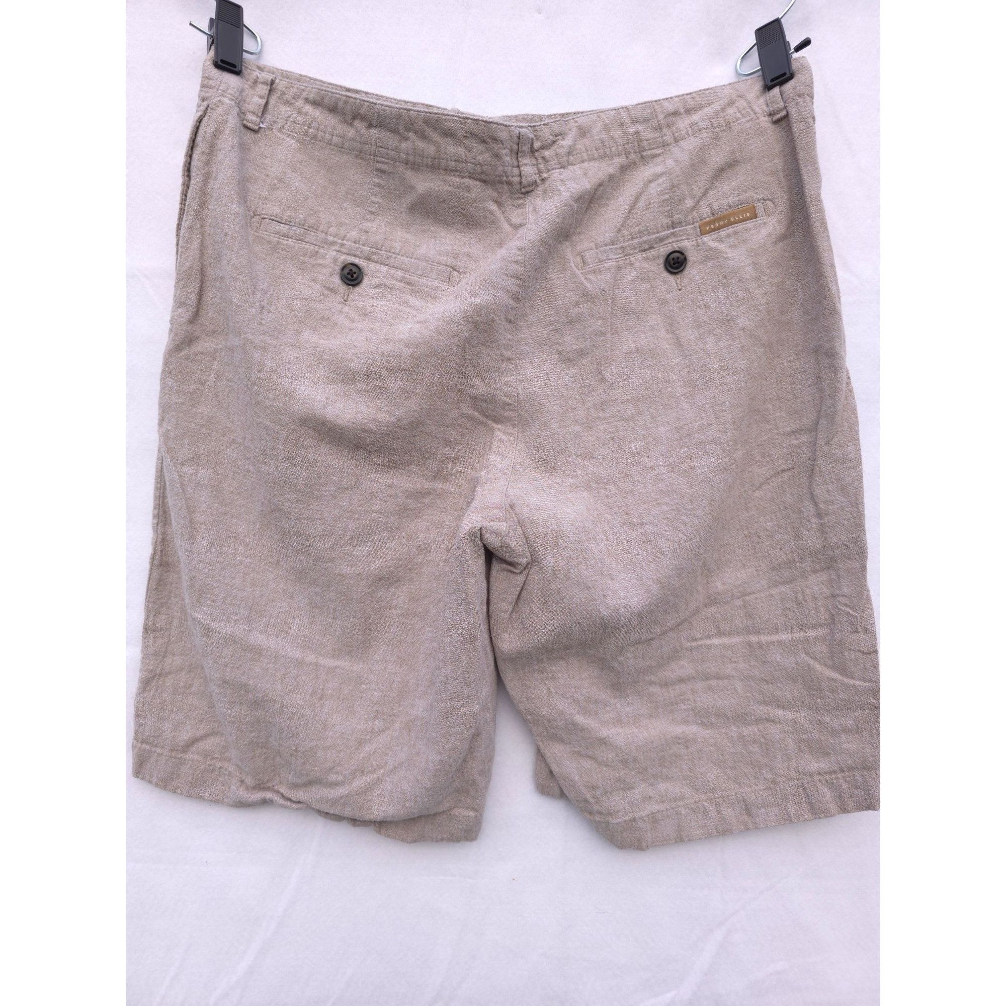 Perry Ellis Perry Ellis Linen Cotton Blend Mens Shorts Beige Size 32 Size US 32 / EU 48 - 6 Thumbnail