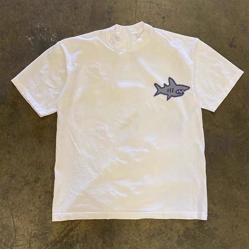 Vintage Street washed retro shark print cotton t-shirt Size US M / EU 48-50 / 2 - 2 Thumbnail