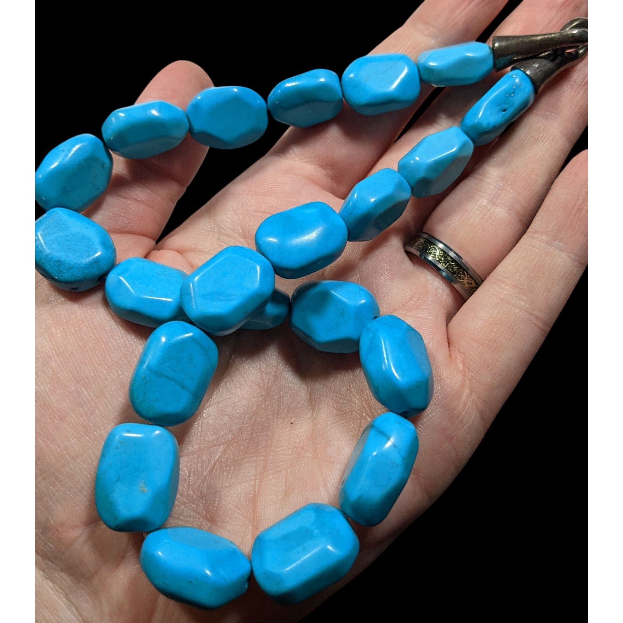 Handmade Handmade Blue Stone Beaded With Sterling Silver Clasp Size ONE SIZE - 3 Thumbnail