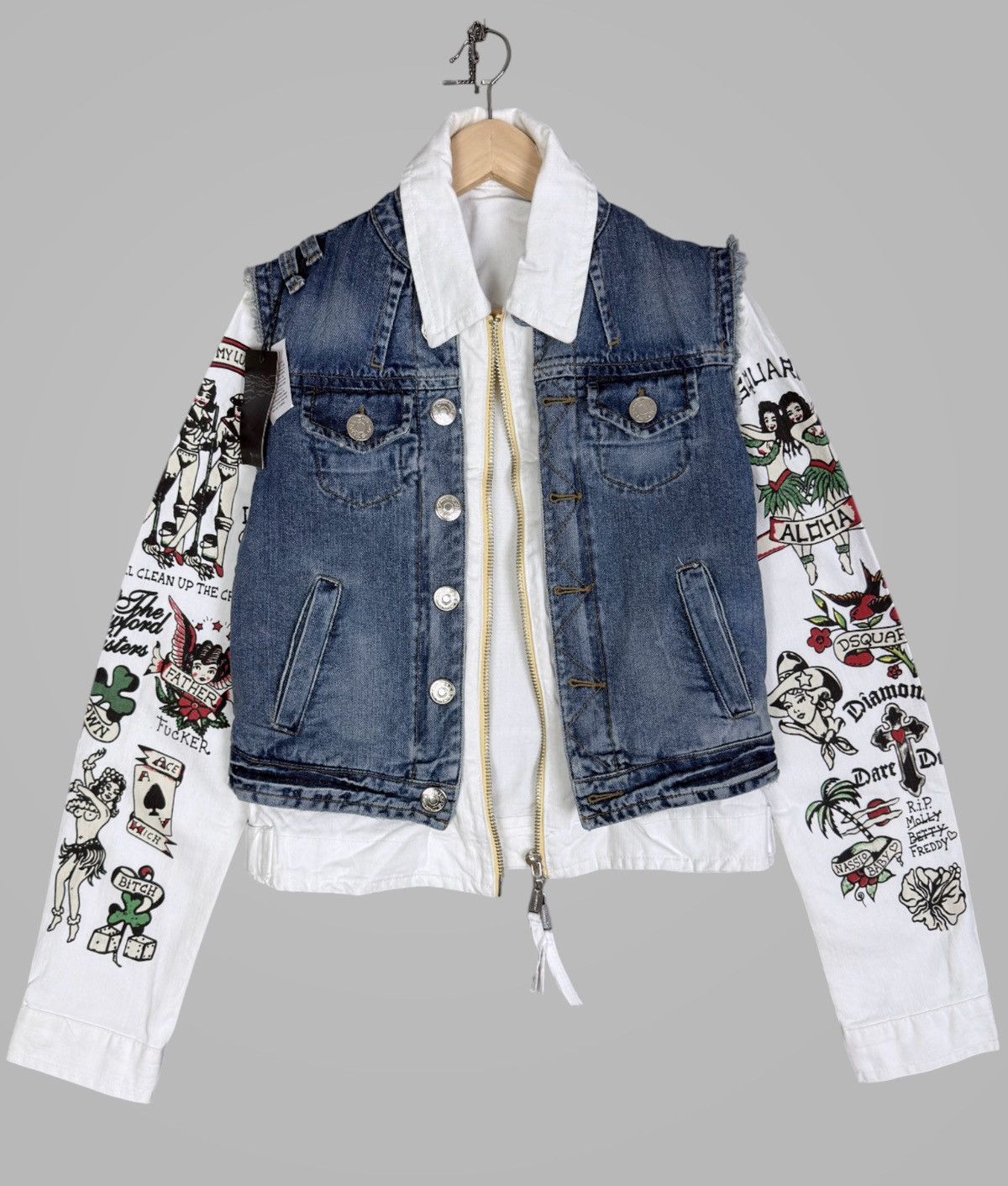 Dsquared2 SS 2005 Dsquared2 3 in 1 Tattoo Denim Jacket. Size US M / EU 48-50 / 2 - 18 Thumbnail