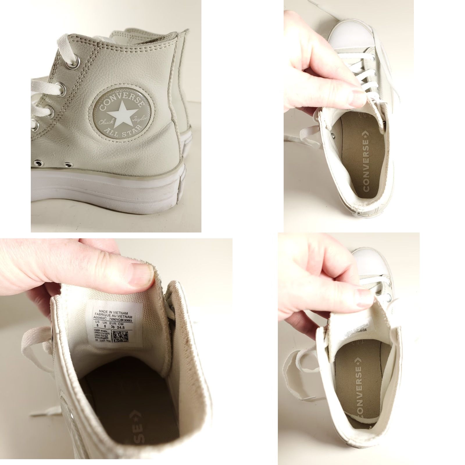 Converse VINTAGE Converse All Stars Leather High Tops White Cream Womens 8 Ivory Sneaker Shoes Womens 8 Size US 8 / IT 38 - 8 Thumbnail