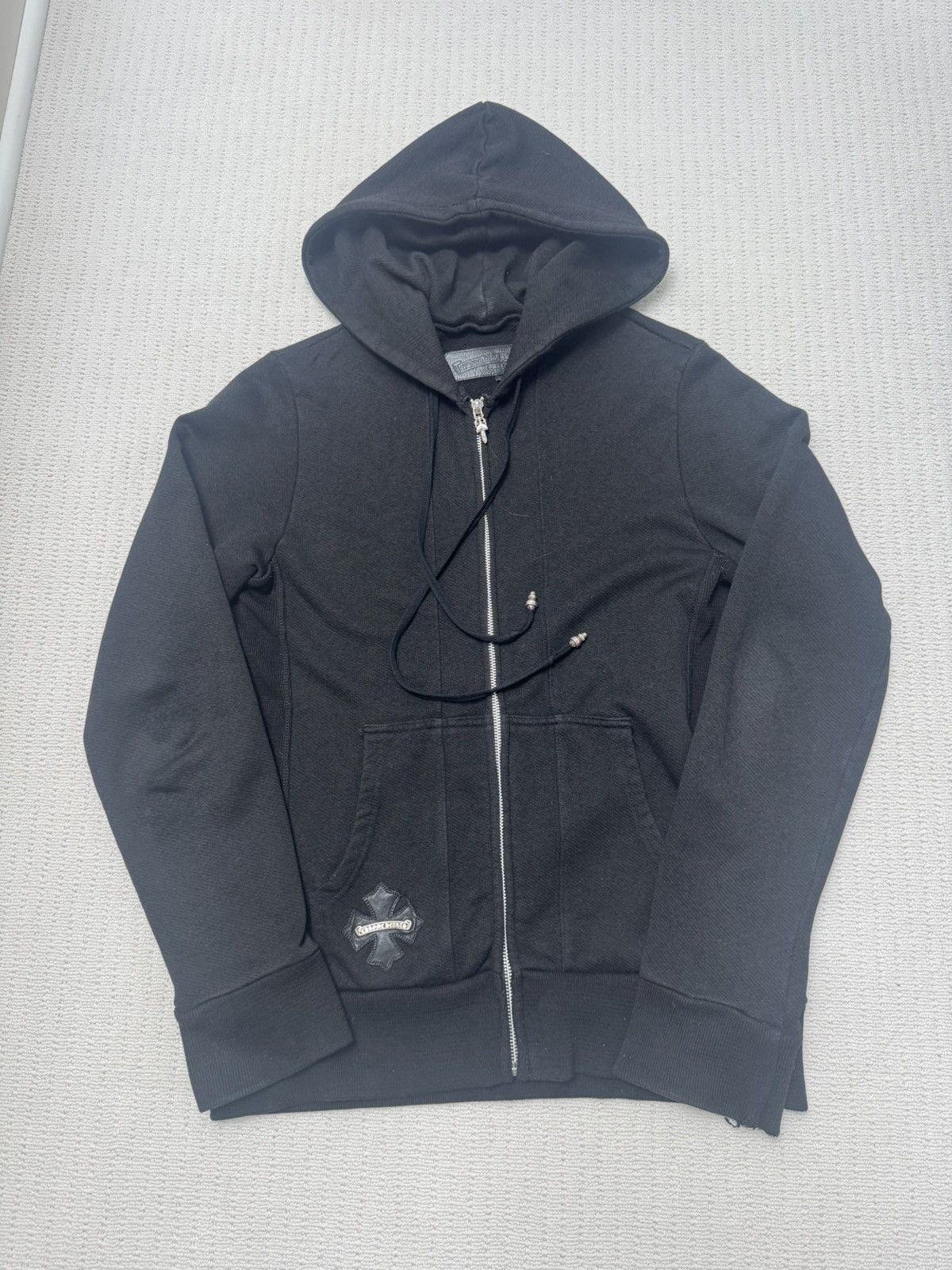 Chrome Hearts Zip Hoodie with Leather and Silver Patch Size US M / EU 48-50 / 2 - 1 Thumbnail