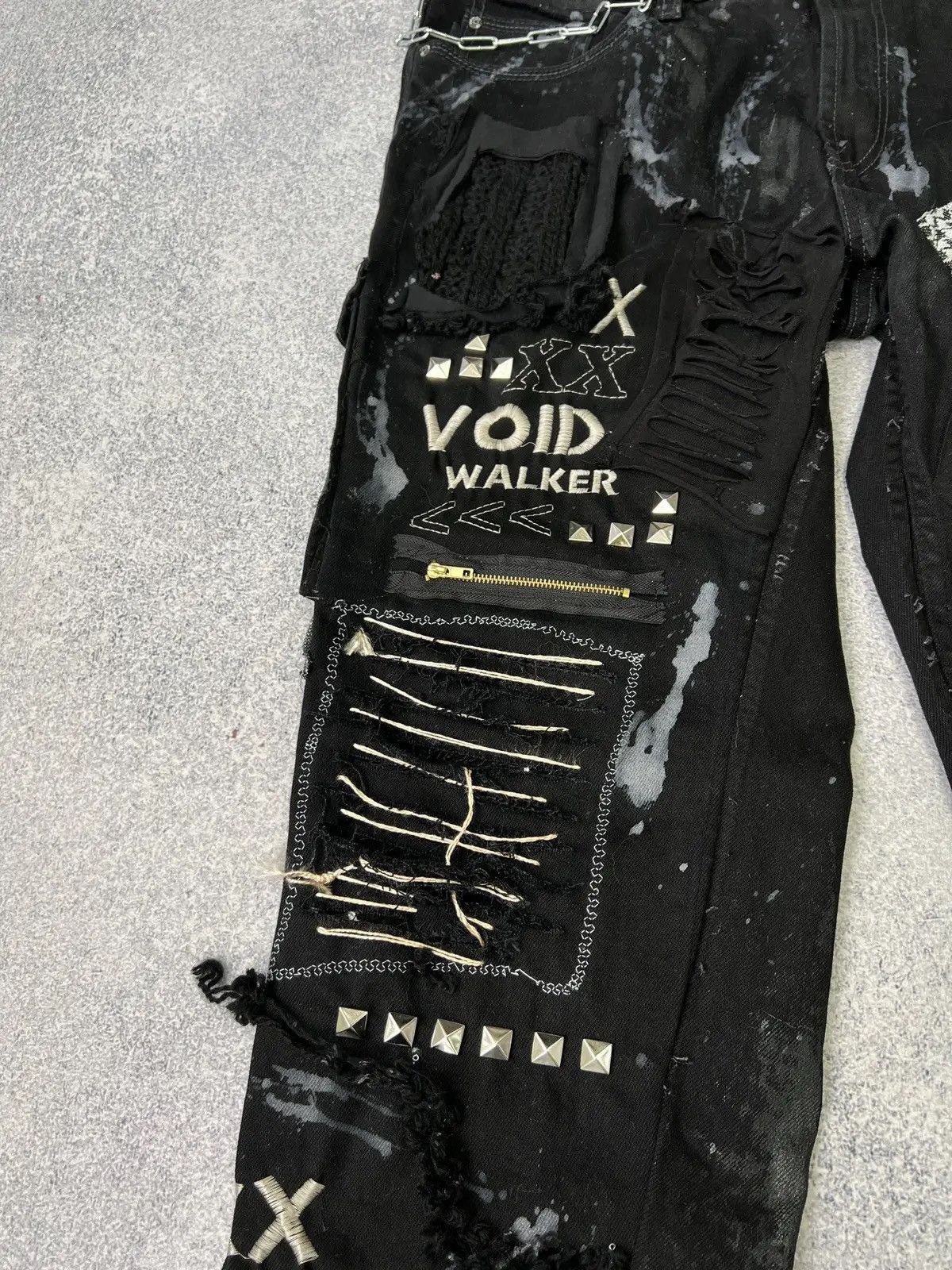 Japanese Brand × Vintage Vintage punk rock goth emo metal dark ripped crazy jeans Size US 40 / EU 56 - 10 Thumbnail