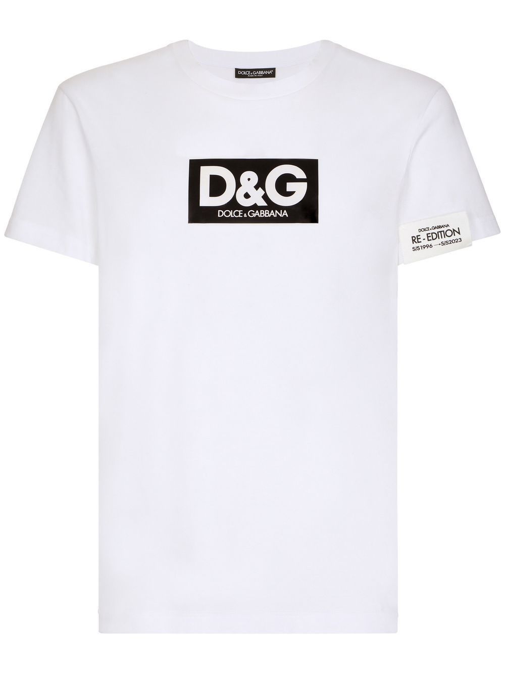 Dolce & Gabbana COTTON T-SHIRT WITH RE-EDITION LOGO PATCH Size US S / EU 44-46 / 1 - 1 Thumbnail