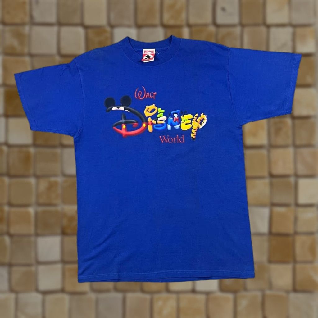Disney VINTAGE 90s Mickey Inc. WALT DISNEY WORLD Souvenir Graphic T-Shirt XL Blue Men's T-Shirt Size US XL / EU 56 / 4 - 1 Thumbnail