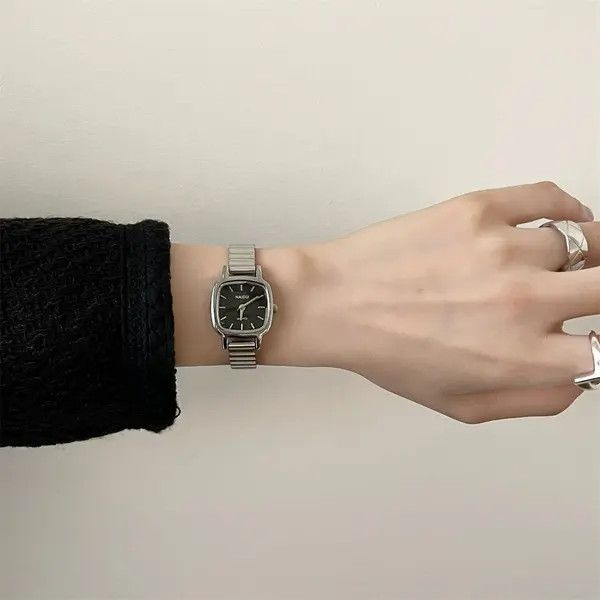 Jewelry Silver Square Face Stainless Steel Wrist Watch Size ONE SIZE - 7 Thumbnail