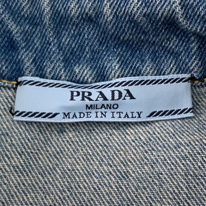 Prada PradaSize 36 22 blue triangle cotton lapel short-sleeved sh Size US XXS / EU 40 - 6 Thumbnail