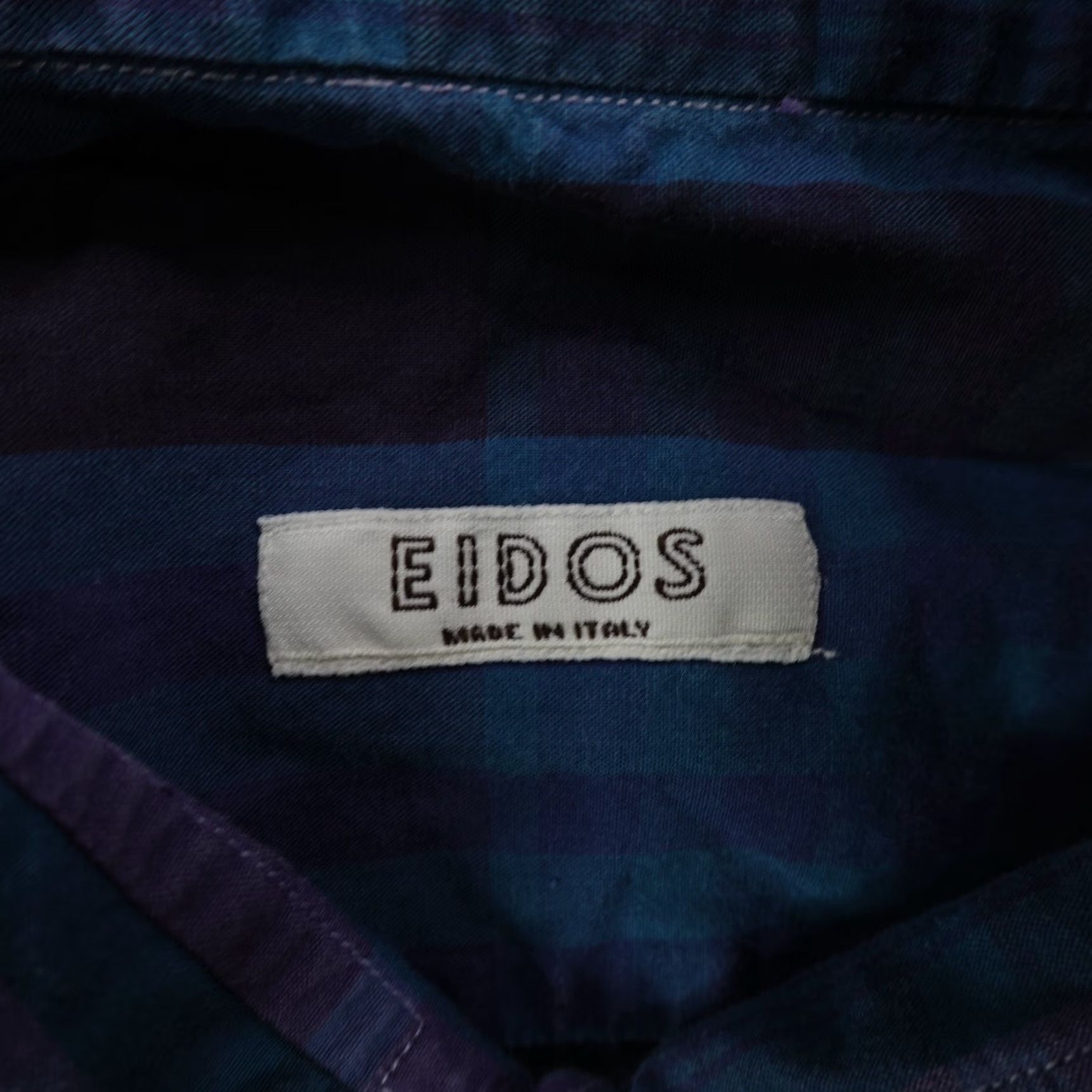 EIDOS Napoli Blue Plaid Button Up Shirt Mens Medium Long Sleeve