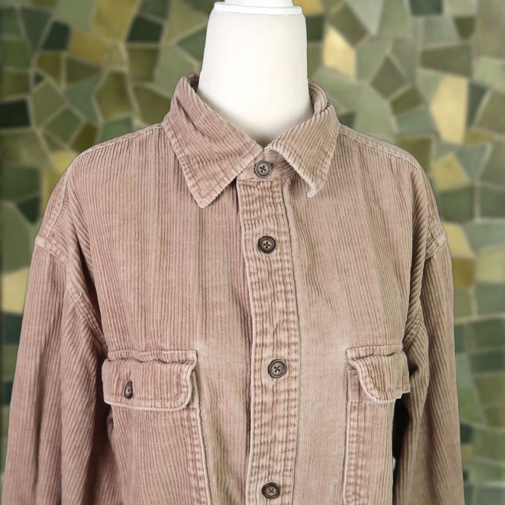 Vintage VINTAGE Fieldmaster Corduroy Button-Down Shirt Mens M khaki tan 90s Long Sleeve Collared Cotton Fall/Winter/Spring Casual Men's Shirt Size US M / EU 48-50 / 2 - 1 Thumbnail