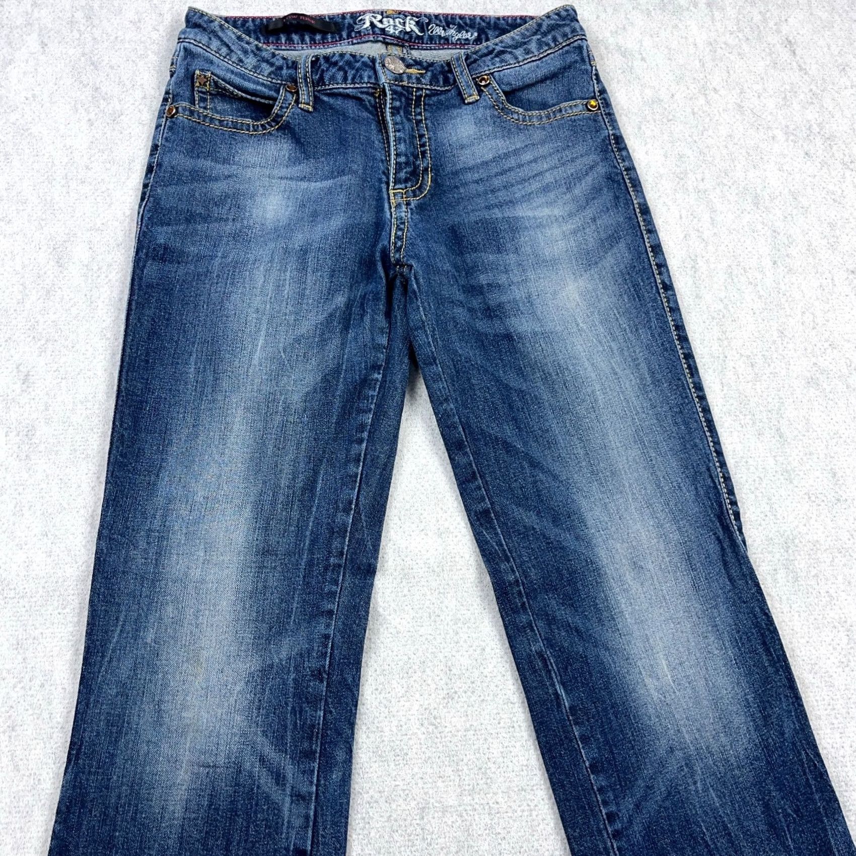 Wrangler Wrangler Rock 47 Jeans Women Bootcut 7/8 x 32 Low Rise Dark Wash Blue Denim Stretch Regular 5-Pocket Size 30" / US 8 / IT 44 - 3 Thumbnail