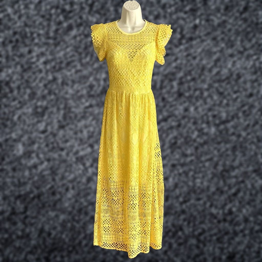 Vintage Rinascimento Italy Yellow Lace Maxi Dress XS XXS/XS Dress Length Long Lace Brand Rinascimento Women Maxi Yellow Lace XXS/XS Italy Size XS / US 0-2 / IT 36-38 - 1 Thumbnail
