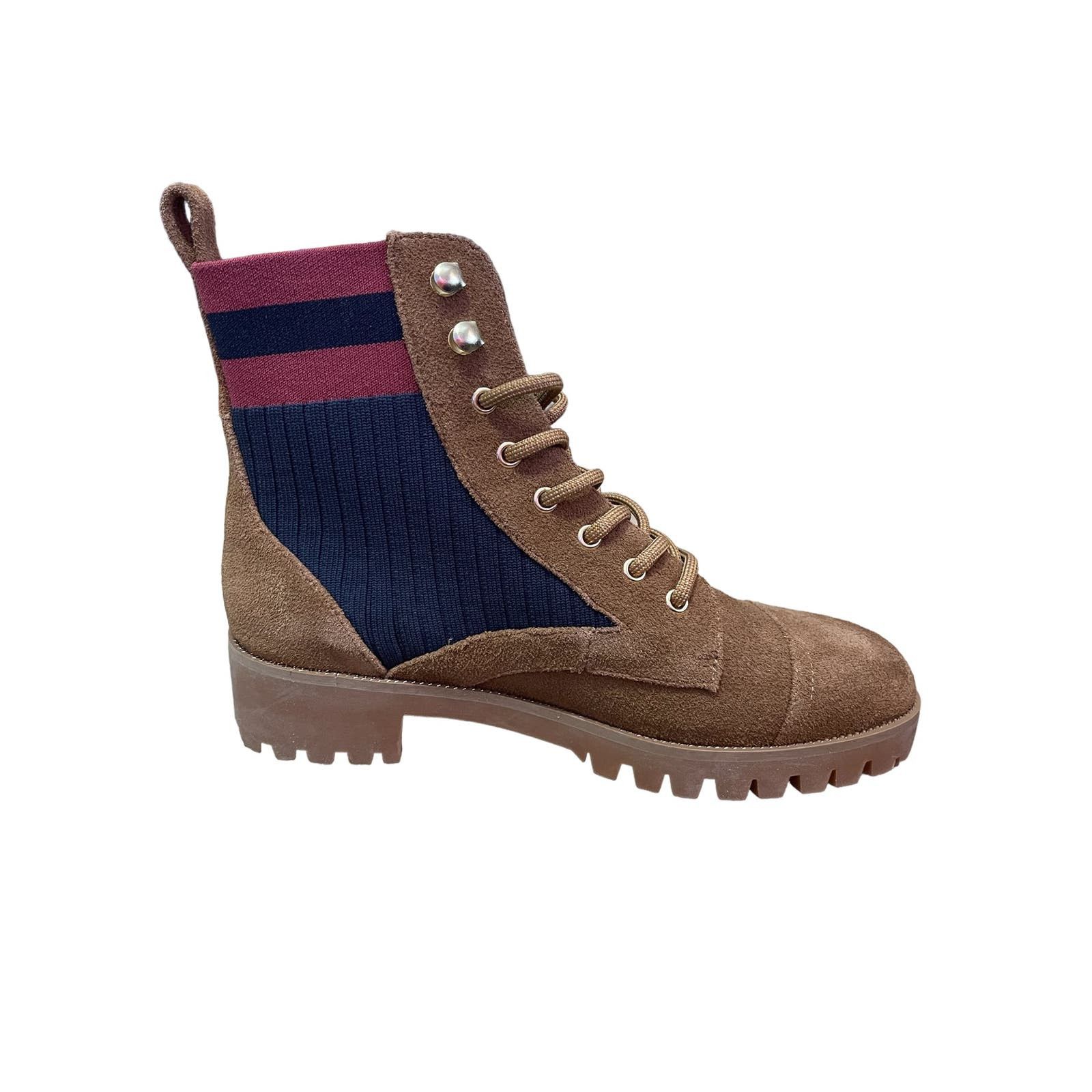 image of Cecelia New York Womens Theo Suede Combat Boots Size 7 in Beige